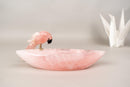 Hand - Carved Rose Quartz Crystal Parrots – Decorative Bowl & Key Tray - E2D Crystals & Minerals