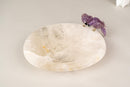 Hand - Carved Couple of Amethyst Crystal Parrots on a Clear Quartz Bowl - E2D Crystals & Minerals