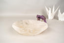 Hand - Carved Couple of Amethyst Crystal Parrots on a Clear Quartz Bowl - E2D Crystals & Minerals