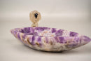 Hand - Carved Crystal Parrot on a Chevron Amethyst Crystal Bowl - E2D Crystals & Minerals