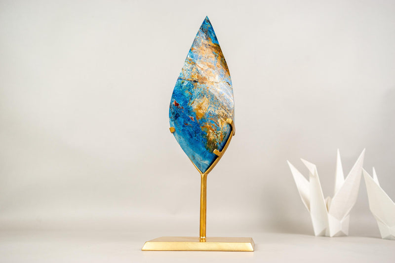 Hand - Carved Royal Blue Crystal Flame from Rare Blue Rhodonite Quartz - E2D Crystals & Minerals