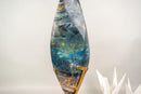 Natural Teal Blue Crystal Flame Sculpture, Rare Blue Rhodonite Quartz - E2D Crystals & Minerals