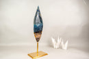 Natural Teal Blue Crystal Flame Sculpture, Rare Blue Rhodonite Quartz - E2D Crystals & Minerals
