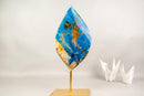 Hand - Carved Blue Rhodonite Crystal Flame - E2D Crystals & Minerals