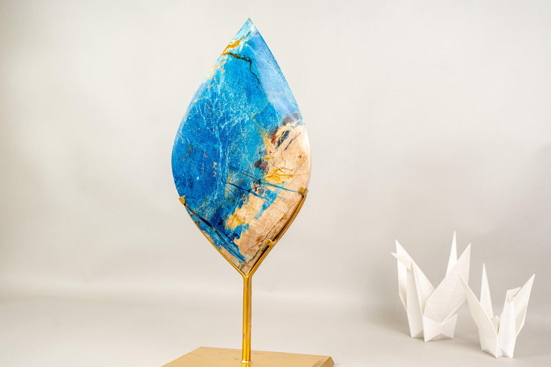 Hand - Carved Blue Rhodonite Crystal Flame - E2D Crystals & Minerals
