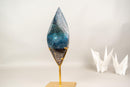 Large 16" Natural Teal Blue Rhodonite Crystal Flame Sculpture - E2D Crystals & Minerals