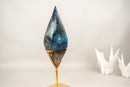 Large 16" Natural Teal Blue Rhodonite Crystal Flame Sculpture - E2D Crystals & Minerals