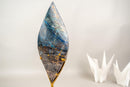 Large 16" Natural Teal Blue Rhodonite Crystal Flame Sculpture - E2D Crystals & Minerals