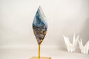 Large 16" Natural Teal Blue Rhodonite Crystal Flame Sculpture - E2D Crystals & Minerals