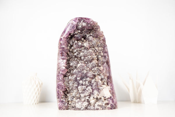 Rare Amethyst Cluster with Micro - Crystallized Calcite – Large Cut - Base Specimen - E2D Crystals & Minerals