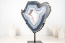Blue and White Lace Agate Geode Portal with Sparkly White Galaxy Druzy - E2D Crystals & Minerals