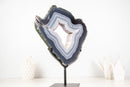 Blue and White Lace Agate Geode Portal with Sparkly White Galaxy Druzy - E2D Crystals & Minerals