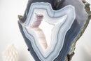 Blue and White Lace Agate Geode Portal with Sparkly White Galaxy Druzy - E2D Crystals & Minerals