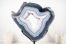 Blue and White Lace Agate Geode Portal with Sparkly White Galaxy Druzy - E2D Crystals & Minerals