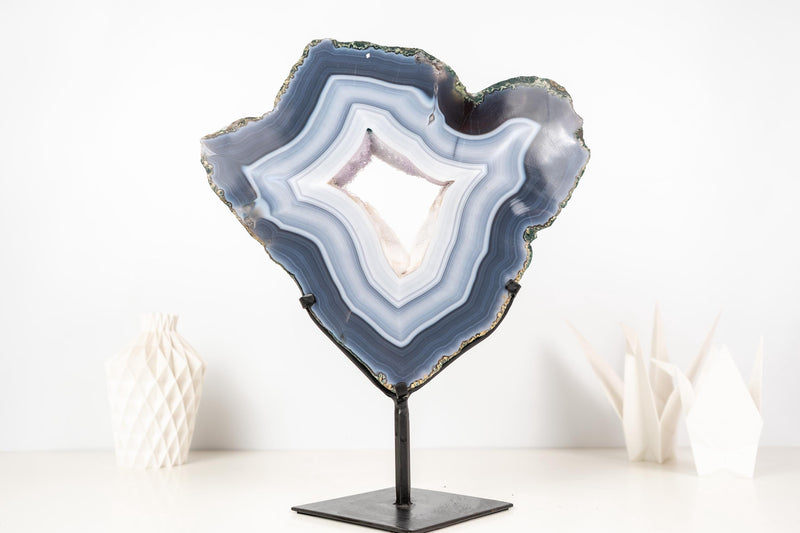 Natural Blue and White Lace Agate Geode Portal - E2D Crystals & Minerals