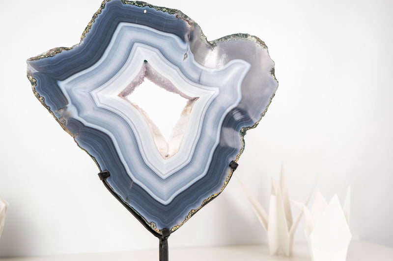 Natural Blue and White Lace Agate Geode Portal - E2D Crystals & Minerals