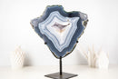 Natural Blue and White Lace Agate Geode Portal with White Galaxy Druzy - E2D Crystals & Minerals