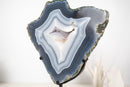 Natural Blue and White Lace Agate Geode Portal with White Galaxy Druzy - E2D Crystals & Minerals