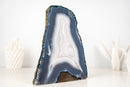 Rare All - Natural Blue and White Agate Lace Geode with Intact Drawn Lines - E2D Crystals & Minerals