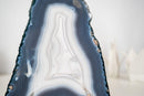 Rare All - Natural Blue and White Agate Lace Geode with Intact Drawn Lines - E2D Crystals & Minerals