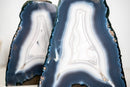 Pair of Blue and White Agate Lace Geodes with Intact Drawn Lines - E2D Crystals & Minerals