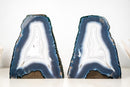 Pair of Blue and White Agate Lace Geodes with Intact Drawn Lines - E2D Crystals & Minerals