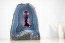 Blue Lace Agate Geode with Delicate Striped Pattern and Amethyst - E2D Crystals & Minerals