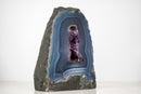 Blue Lace Agate Geode with Delicate Striped Pattern and Amethyst - E2D Crystals & Minerals