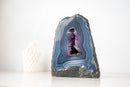 Blue Lace Agate Geode with Delicate Striped Pattern and Amethyst - E2D Crystals & Minerals