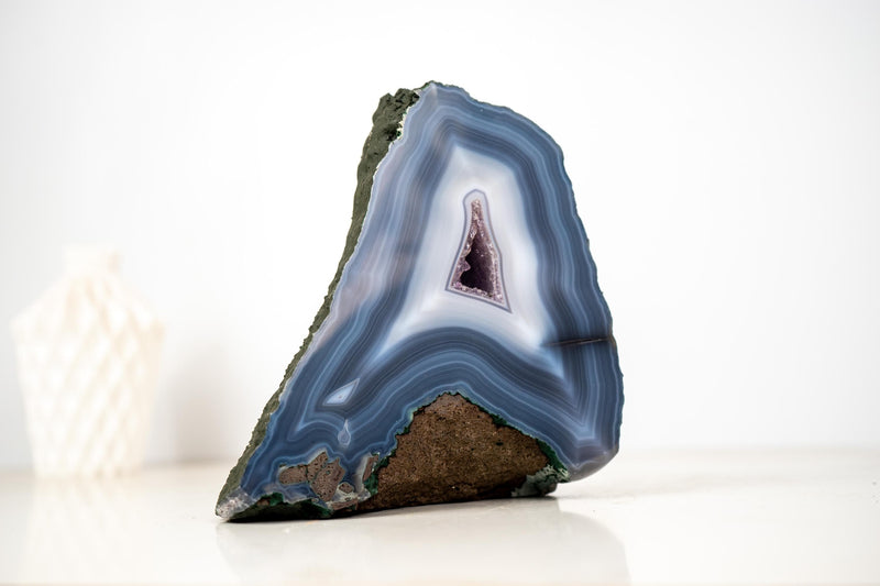 Intact Blue & White Lace Agate Geode – All - Natural Collector - Grade - E2D Crystals & Minerals