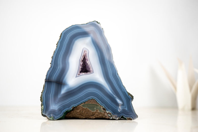 Intact Blue & White Lace Agate Geode – All - Natural Collector - Grade - E2D Crystals & Minerals