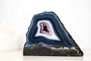 Natural Dark Blue & White Lace Agate Geode with Crystal Center - E2D Crystals & Minerals
