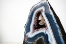 Natural Dark Blue and White Lace Agate Geode with Calcite Inclusion - E2D Crystals & Minerals