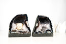Pair of Agate Geodes with Rare Bi - Color Galaxy Druzy and Crown Form - E2D Crystals & Minerals