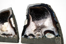 Pair of Agate Geodes with Rare Bi - Color Galaxy Druzy and Crown Form - E2D Crystals & Minerals