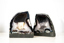 Pair of Agate Geodes with Rare Bi - Color Galaxy Druzy and Crown Form - E2D Crystals & Minerals