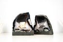 Pair of Agate Geodes with Rare Bi - Color Galaxy Druzy and Crown Form - E2D Crystals & Minerals