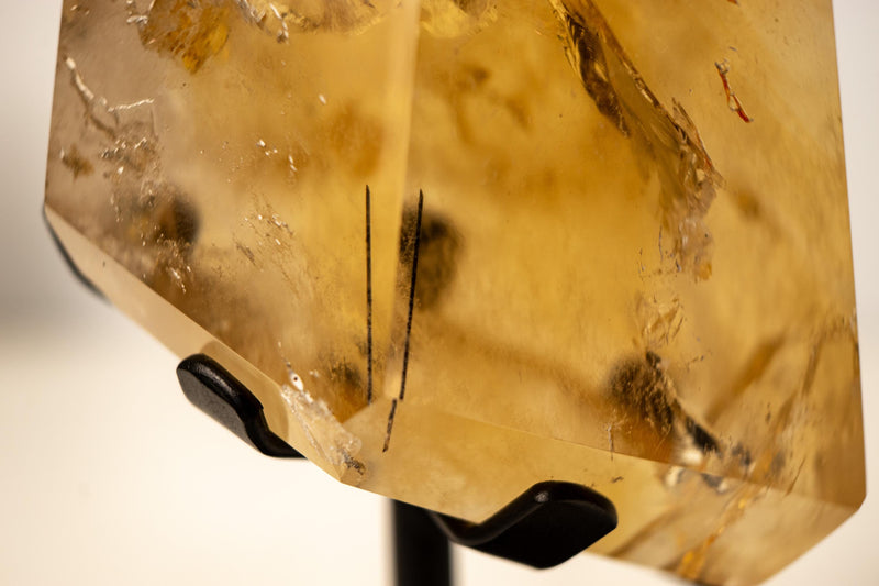 Rare Golden Orange Citrine Obelisk with Graphite Rutile Inclusions - E2D Crystals & Minerals