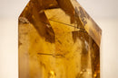 Natural Golden Orange Citrine Obelisk Tower with Graphite Rutile Inclusions - E2D Crystals & Minerals