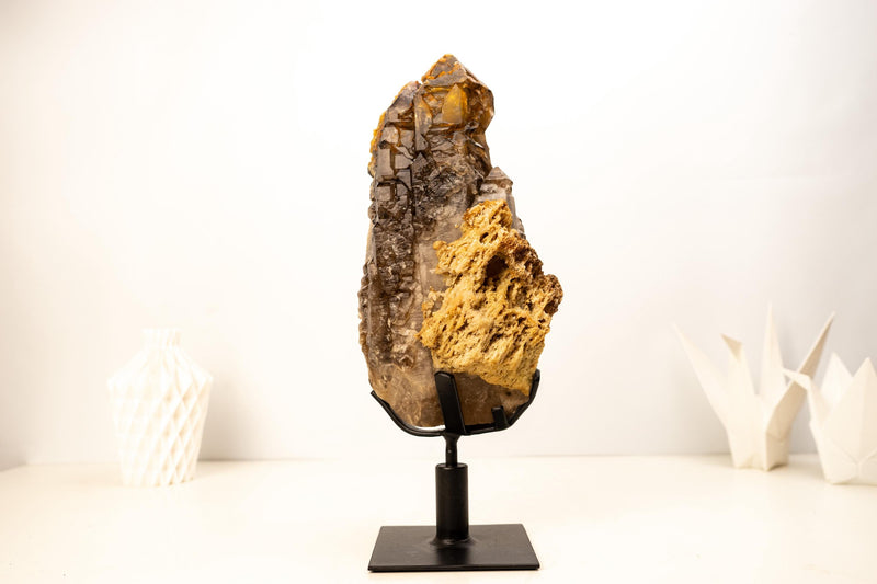 Rare Elestial Alligator Quartz Cluster on Feldspar & Quartz Matrix - E2D Crystals & Minerals