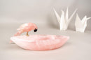 Hand - Carved Rose Quartz Crystal Parrots – Decorative Bowl & Key Tray - E2D Crystals & Minerals