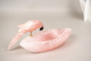 Hand - Carved Rose Quartz Crystal Parrots – Decorative Bowl & Key Tray - E2D Crystals & Minerals