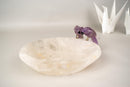 Hand - Carved Couple of Amethyst Crystal Parrots on a Clear Quartz Bowl - E2D Crystals & Minerals