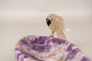 Hand - Carved Crystal Parrot on a Chevron Amethyst Crystal Bowl - E2D Crystals & Minerals