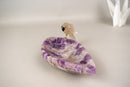 Hand - Carved Crystal Parrot on a Chevron Amethyst Crystal Bowl - E2D Crystals & Minerals