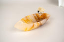 Hand - Carved Citrine Parrot on a Hematite Golden Healer Crystal Bowl - E2D Crystals & Minerals