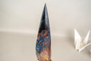 Hand - Carved Teal Blue Crystal Flame – Rare Blue Rhodonite - E2D Crystals & Minerals