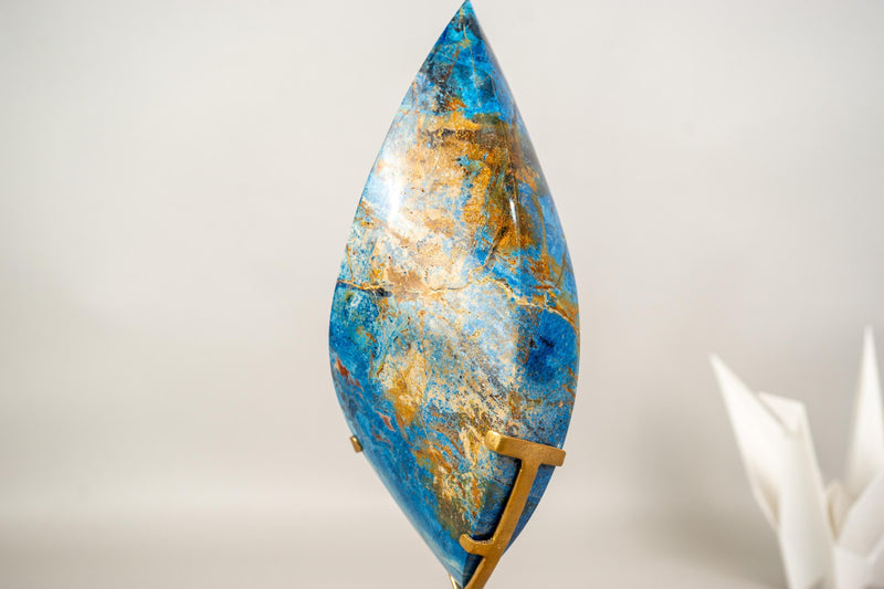 Hand - Carved Royal Blue Crystal Flame from Rare Blue Rhodonite Quartz - E2D Crystals & Minerals