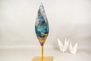 Natural Teal Blue Crystal Flame Sculpture, Rare Blue Rhodonite Quartz - E2D Crystals & Minerals