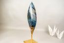 Natural Teal Blue Crystal Flame Sculpture, Rare Blue Rhodonite Quartz - E2D Crystals & Minerals